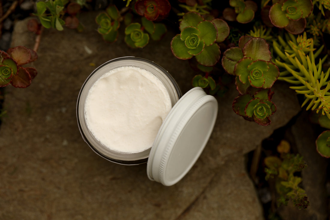 Close-up of Smudge Body Butter rich creamy texture for body hydration