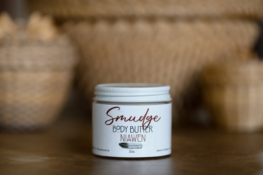 Smudge Body Butter in use showing luxurious body moisturizing ritual